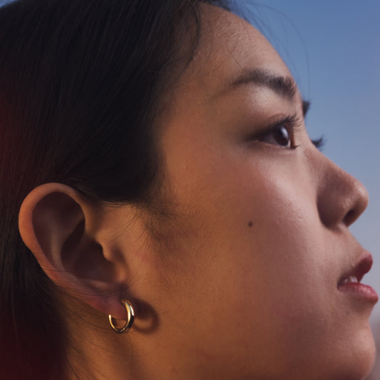 Bold Essence Hoops worn by model