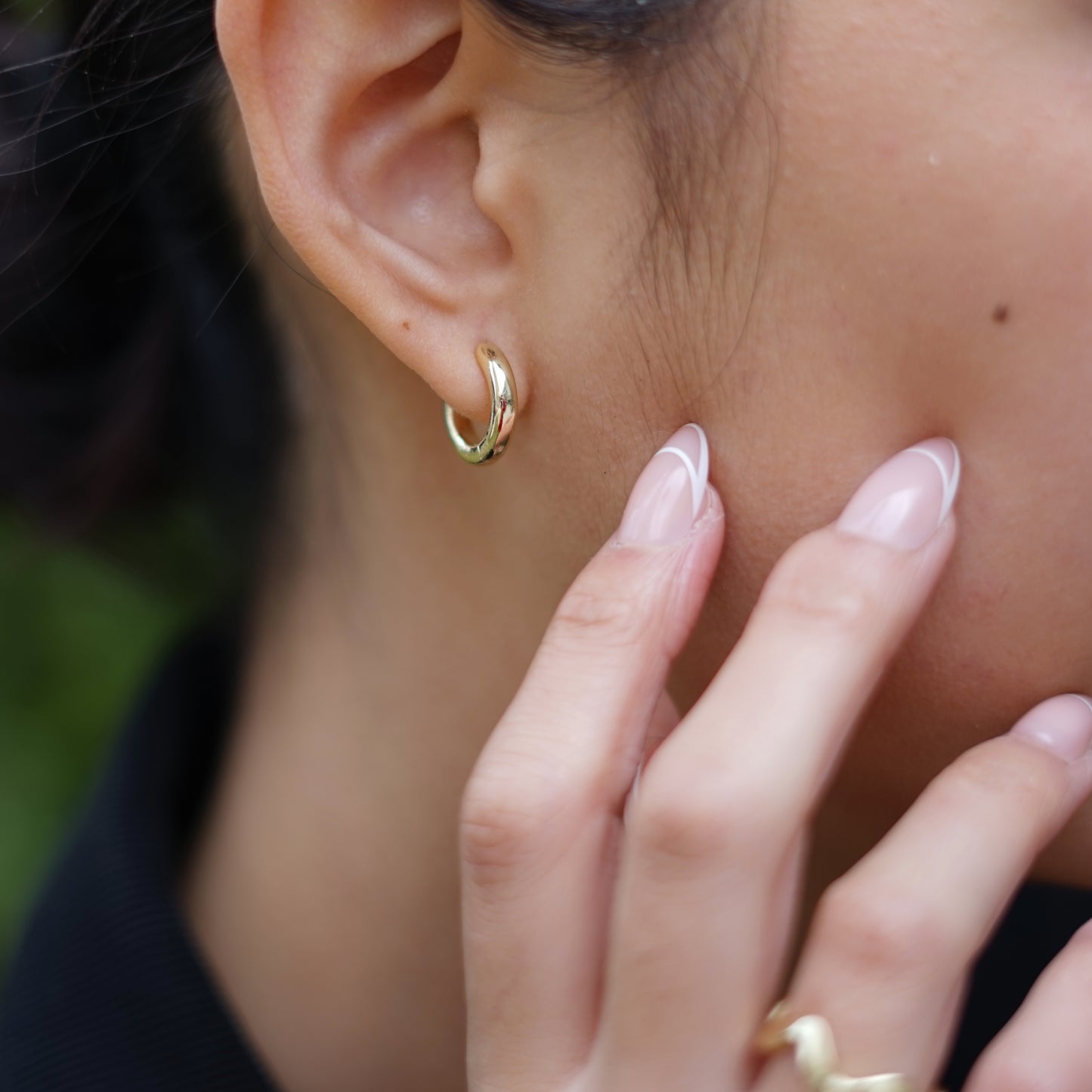 Bold Essence Hoops worn by model