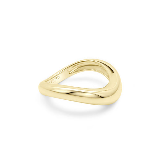 Solid Silver ring 14K plating with a unique design on a white background