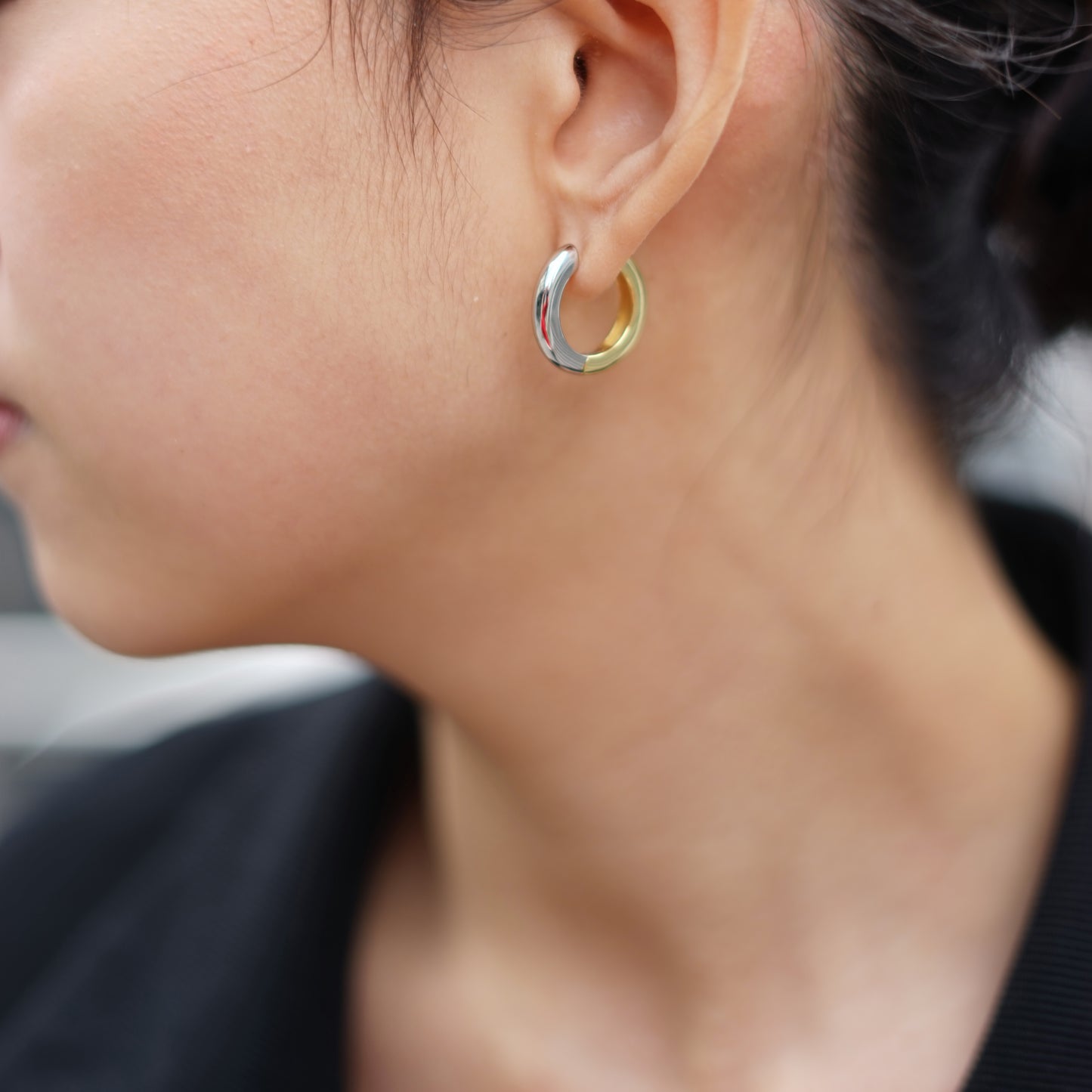 Duo Hoops worn rhodium-side forward