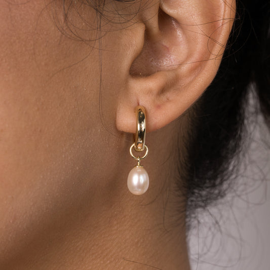 Single Golden Pearl Charm | Freshwater Pearl Layering Add-On in 14k Gold-Plated Sterling Silver
