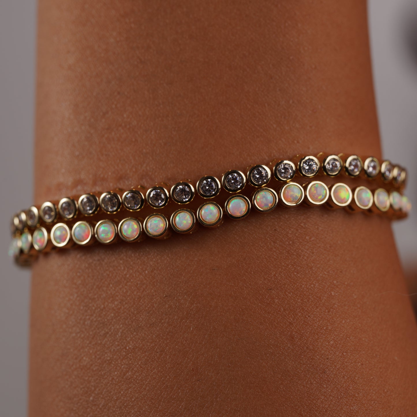 Opal Tennis Bracelet | Lab-Created Opal in 14K Gold Vermeil over Sterling Silver