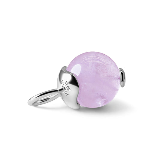 Single Signature Lavender Amethyst Charm | Rhodium-Plated Sterling Silver