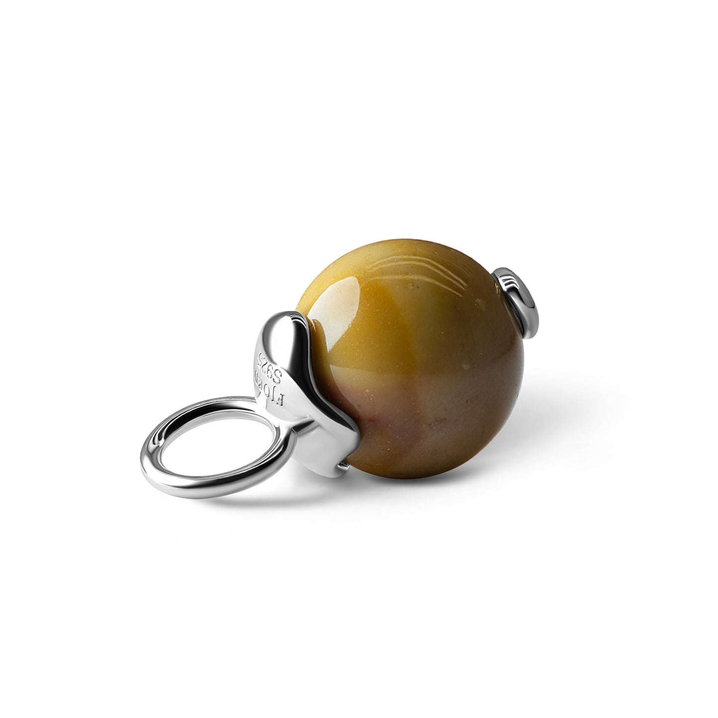Single Signature Mookaite Charm | Rhodium-Plated Sterling Silver