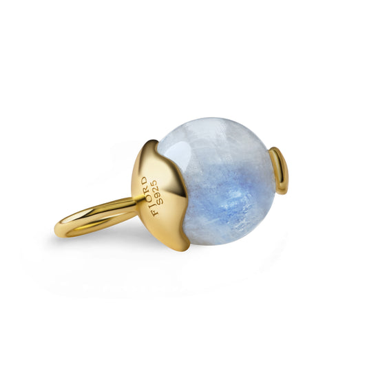 Single Signature Moonstone Charm | 14K Gold Vermeil over Sterling Silver
