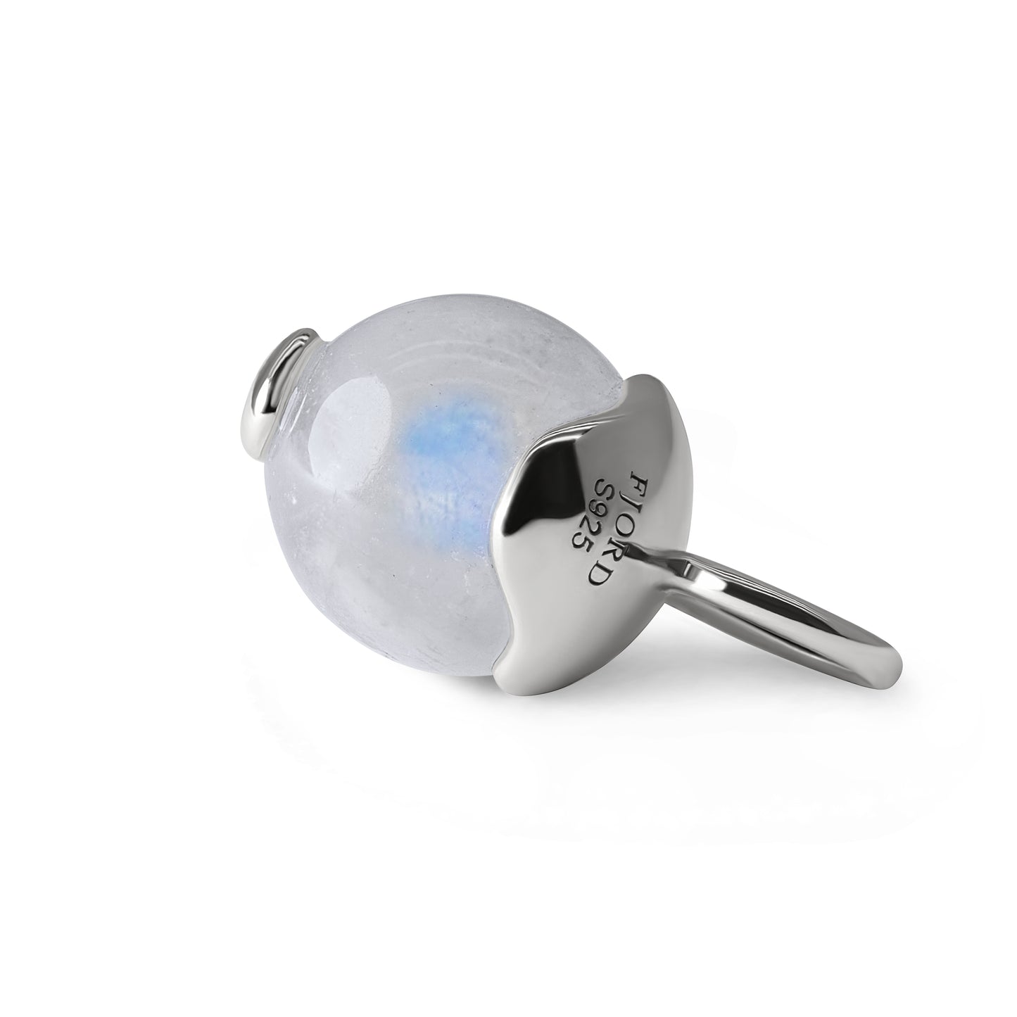 Single Signature Moonstone Charm | Rhodium-Plated Sterling Silver