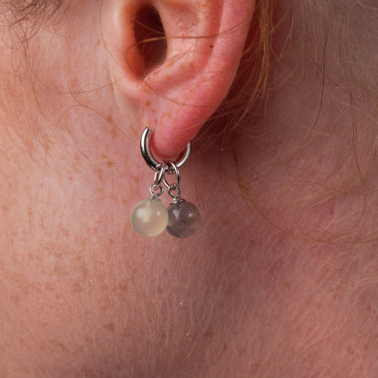 Single Silver Prehnite Charm | Single Modular Charm in Rhodium-Plated Sterling Silver