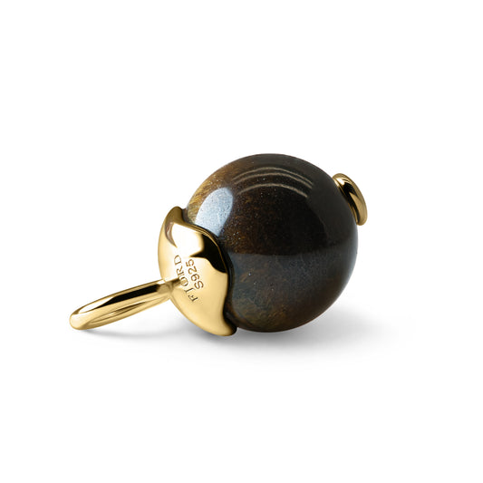Single Signature Tiger's Eye Charm | 14K Gold Vermeil over Sterling Silver