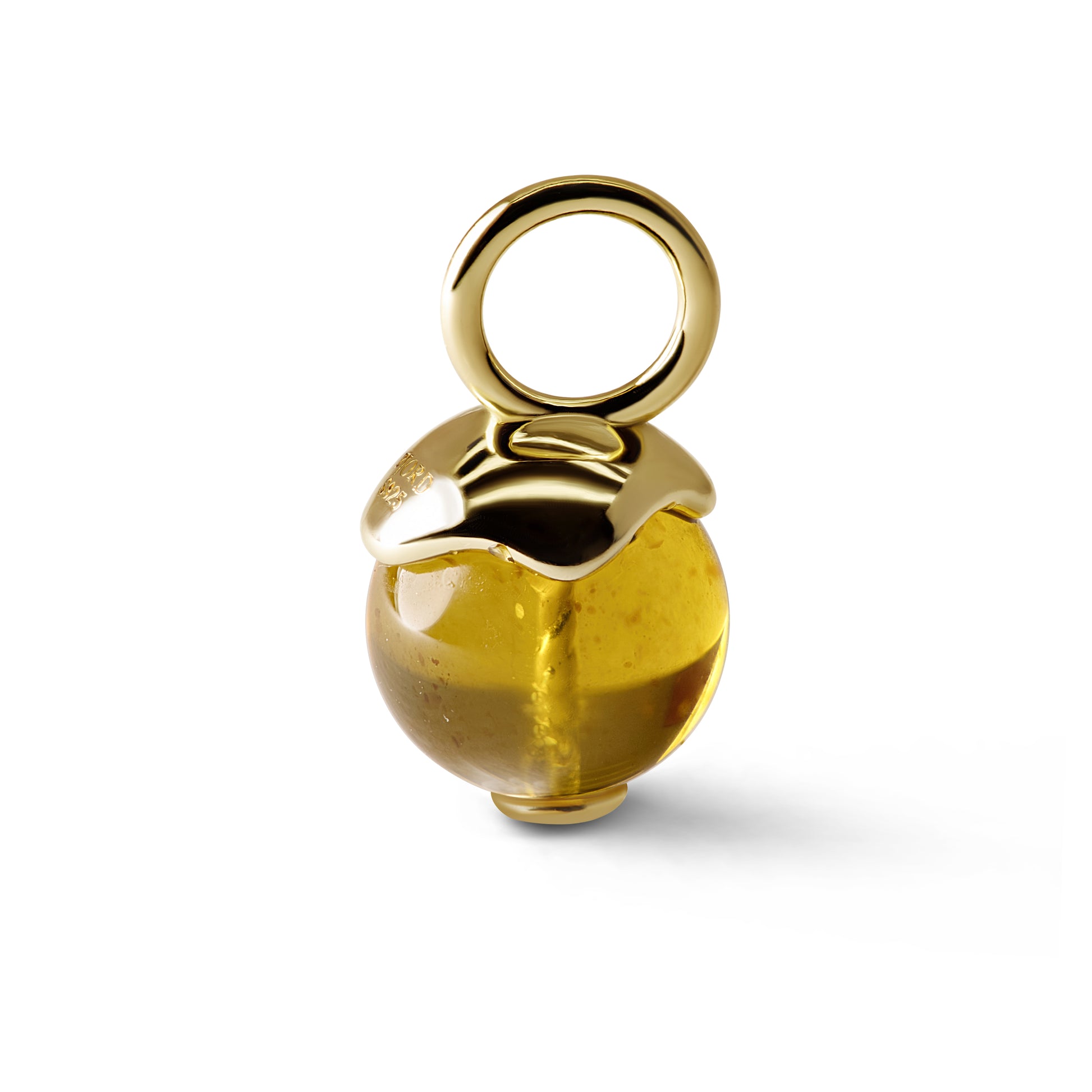 Single Signature Amber Charm | 14K Gold Vermeil over Sterling Silver