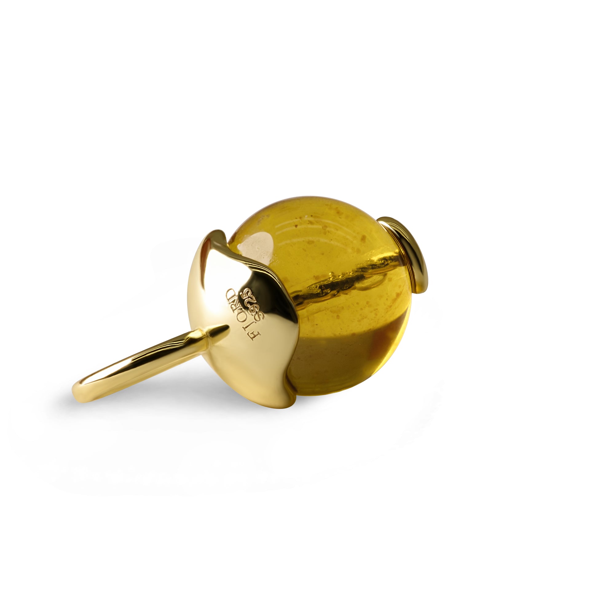 Single Signature Amber Charm | 14K Gold Vermeil over Sterling Silver