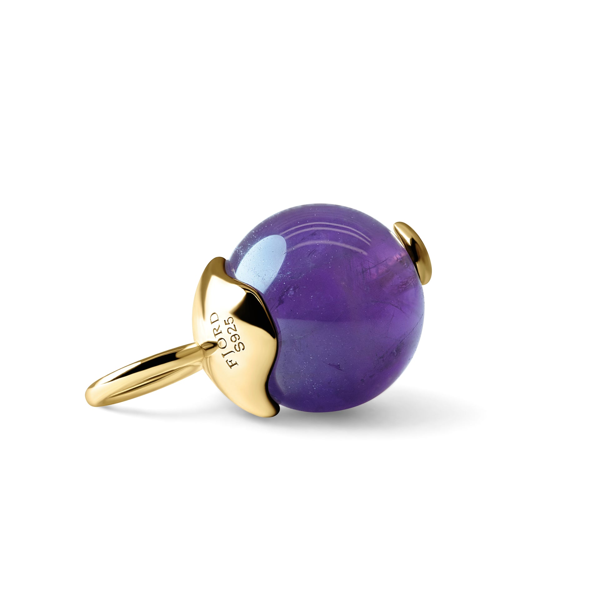 Single Signature Amethyst Charm | 14K Gold Vermeil over Sterling Silver