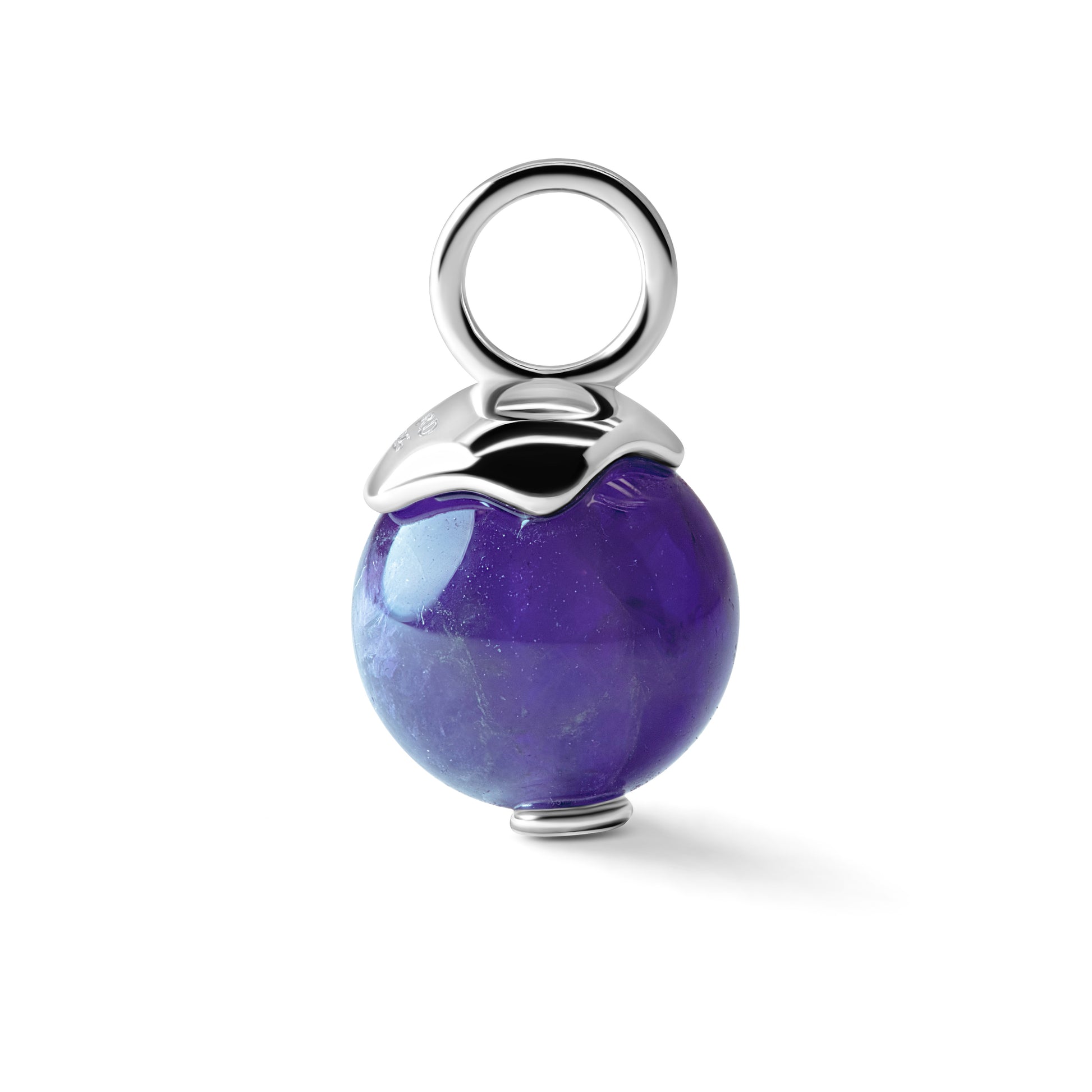 Single Signature Amethyst Charm | Rhodium-Plated Sterling Silver