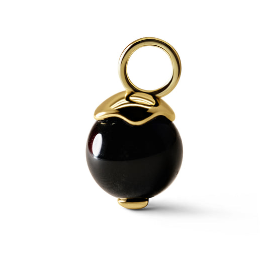 Single Signature Black Obsidian Charm | 14K Gold Vermeil over Sterling Silver
