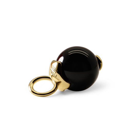 Single Signature Black Obsidian Charm | 14K Gold Vermeil over Sterling Silver