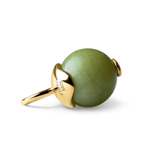 Single Signature Canadian Jade Charm | 14K Gold Vermeil over Sterling Silver
