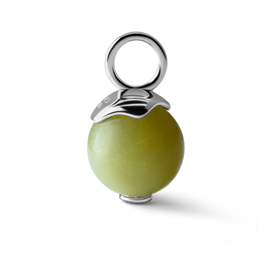 Single Signature Canadian Jade Charm | Rhodium-Plated Sterling Silver