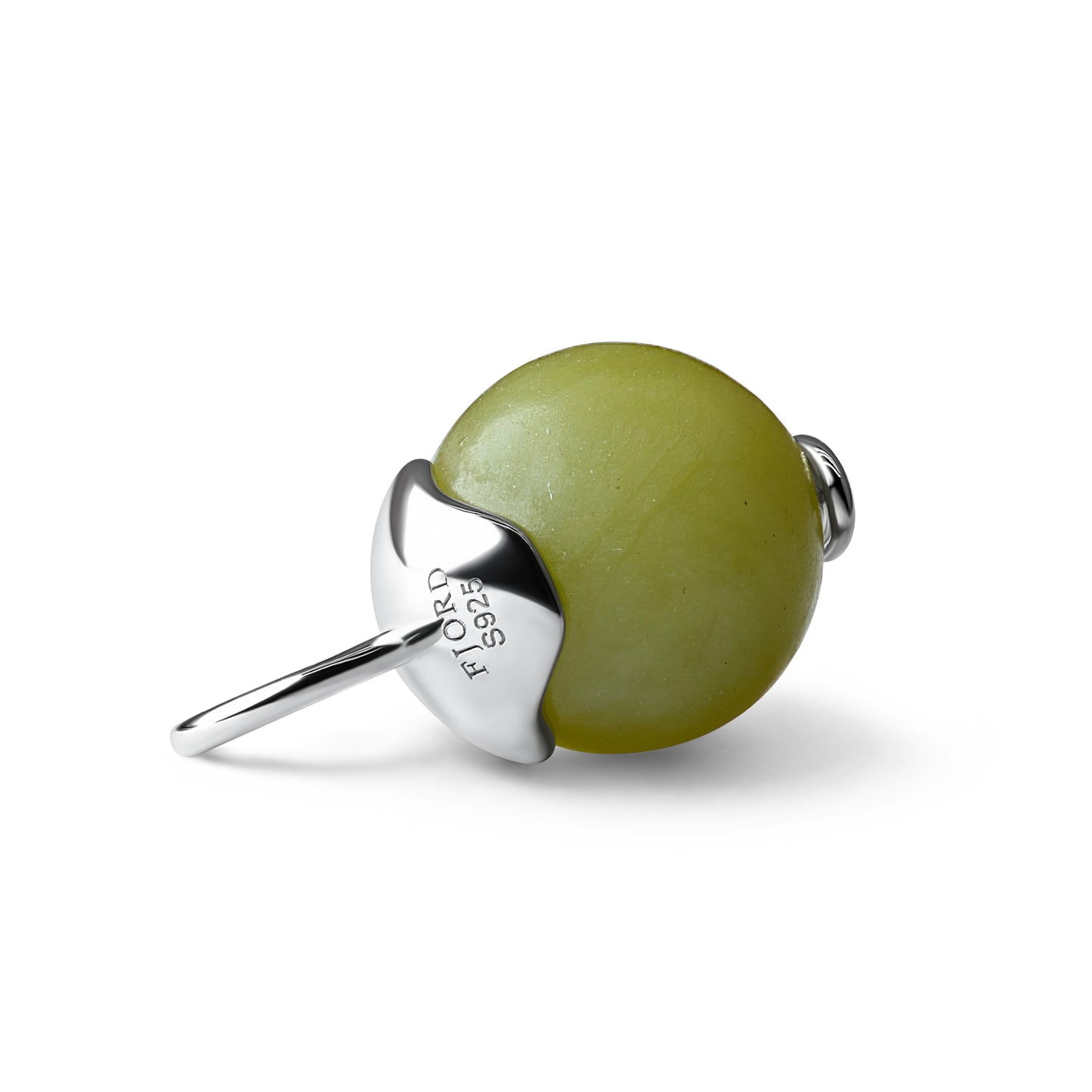 Single Signature Canadian Jade Charm | Rhodium-Plated Sterling Silver