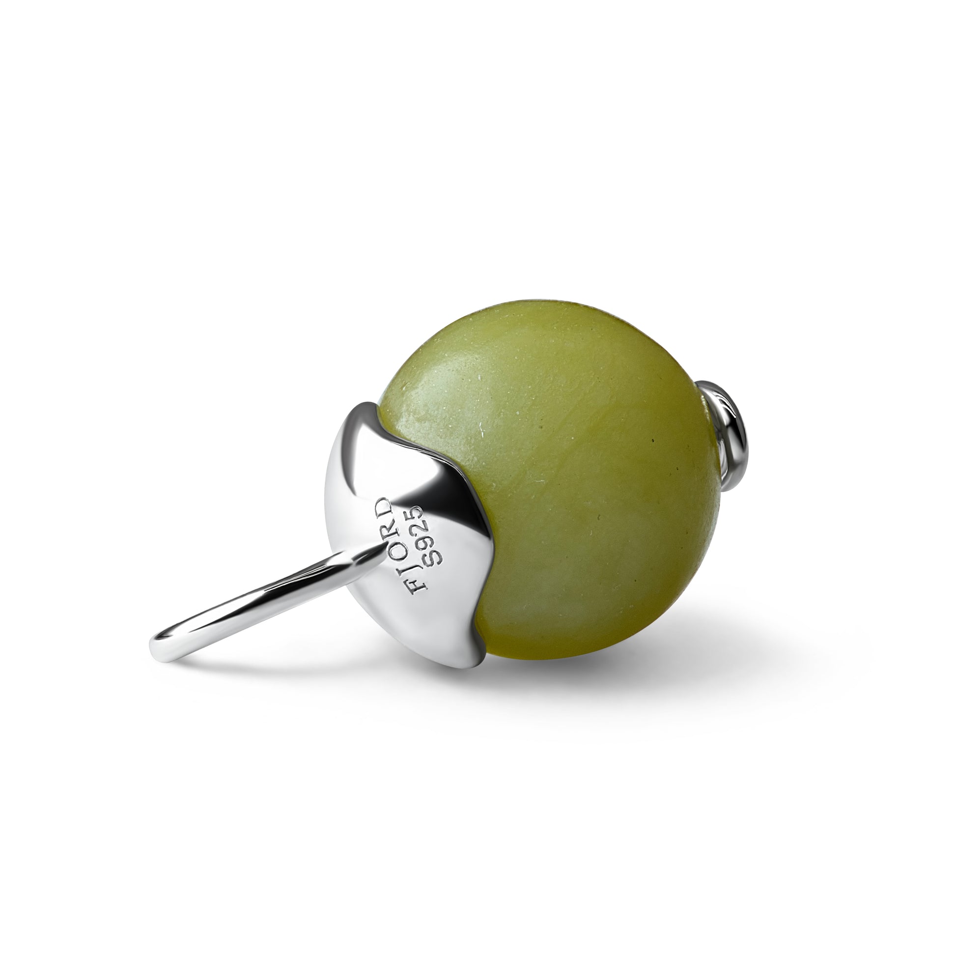 Single Signature Canadian Jade Charm | Rhodium-Plated Sterling Silver