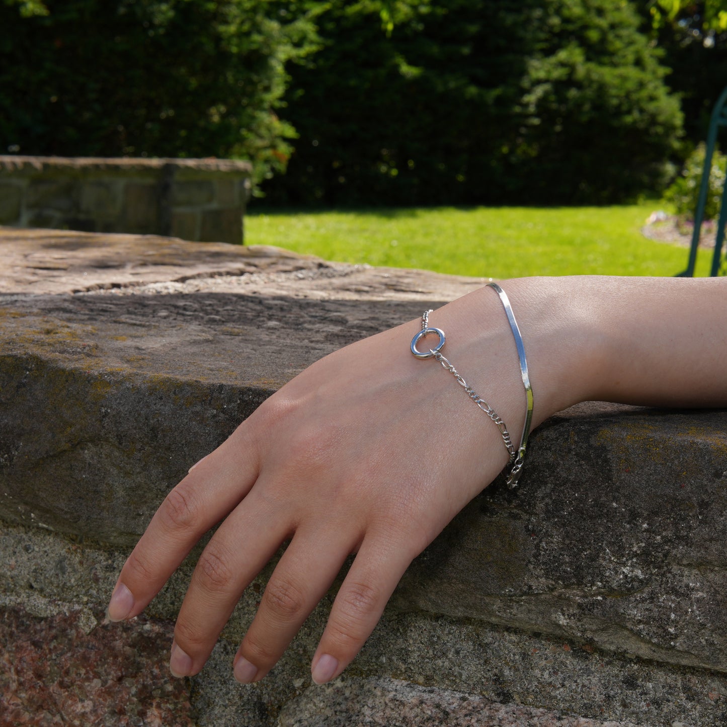 Classic Herringbone Bracelet and Figaro Chain Bracelet