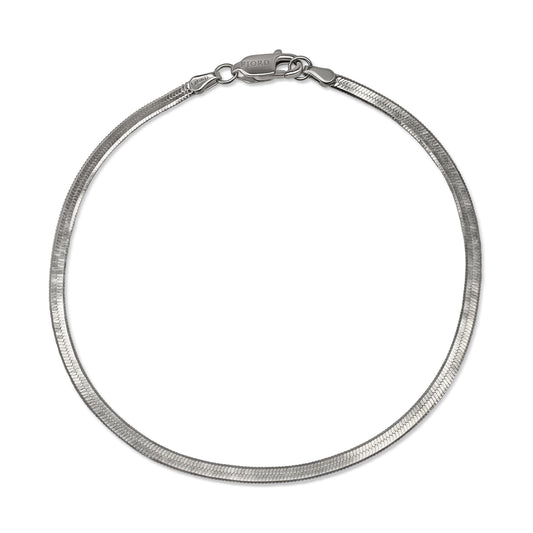 Classic Herringbone Bracelet Rhodium-Plated Sterling Silver