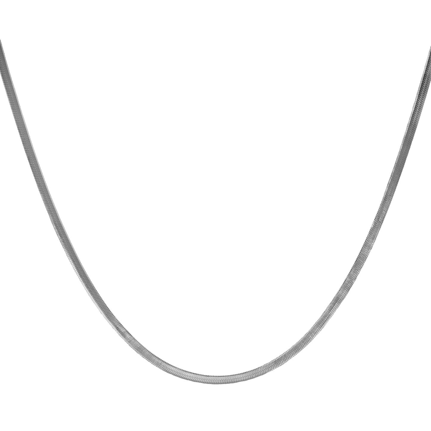 Classic Herringbone Chain Rhodium-Plated Sterling Silver