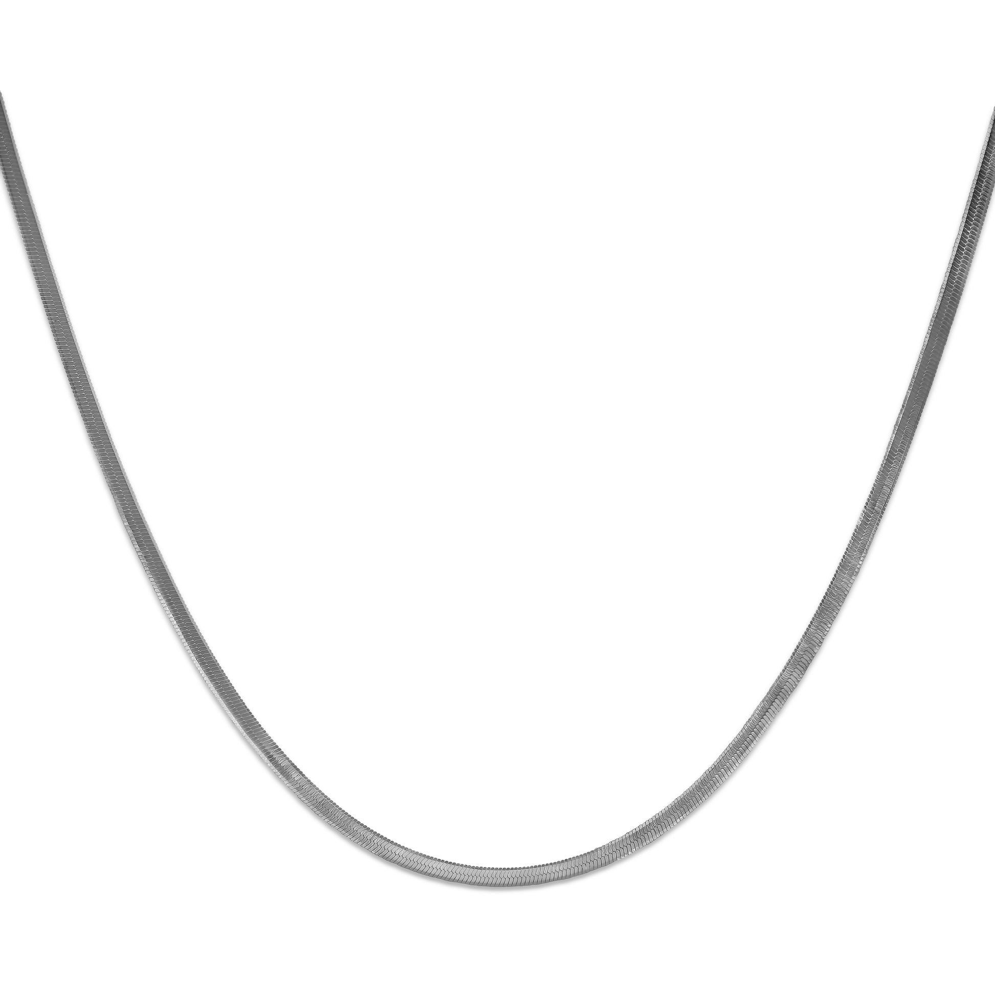 Classic Herringbone Chain Rhodium-Plated Sterling Silver