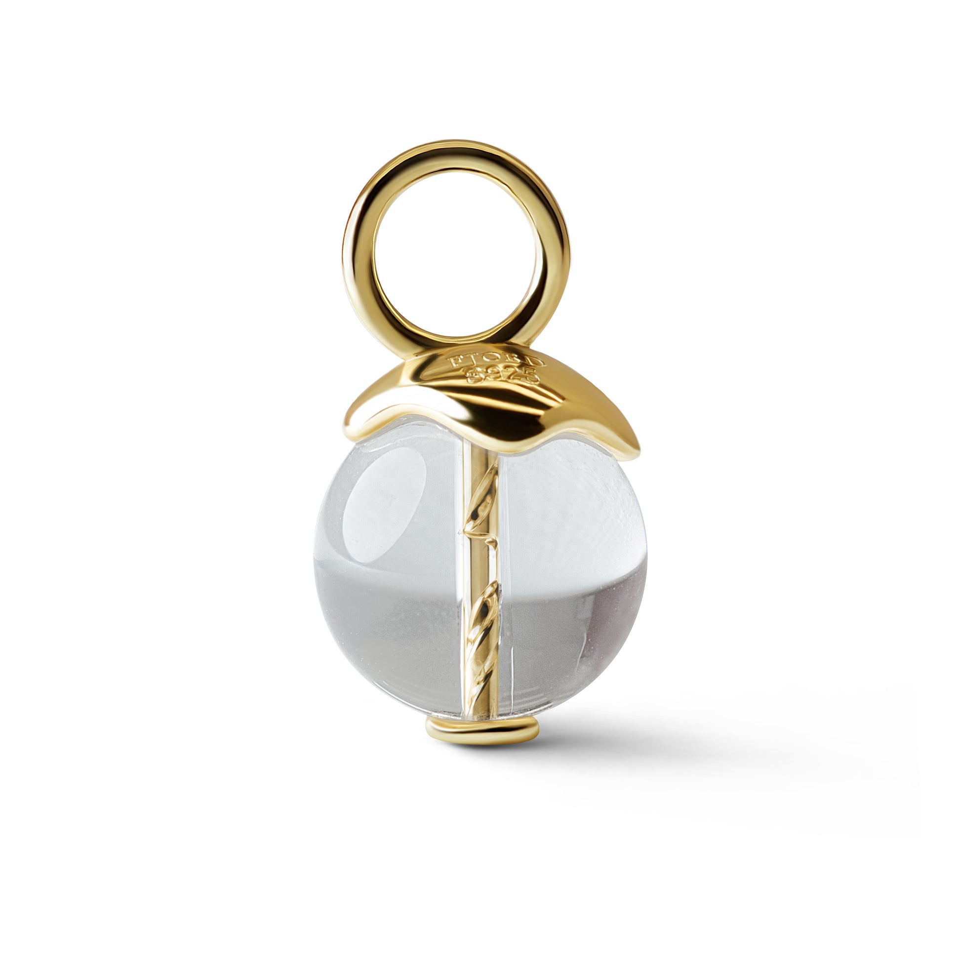 Single Signature Clear Quartz Charm | 14K Gold Vermeil over Sterling Silver
