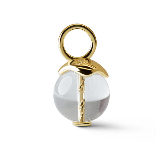 Single Signature Clear Quartz Charm | 14K Gold Vermeil over Sterling Silver