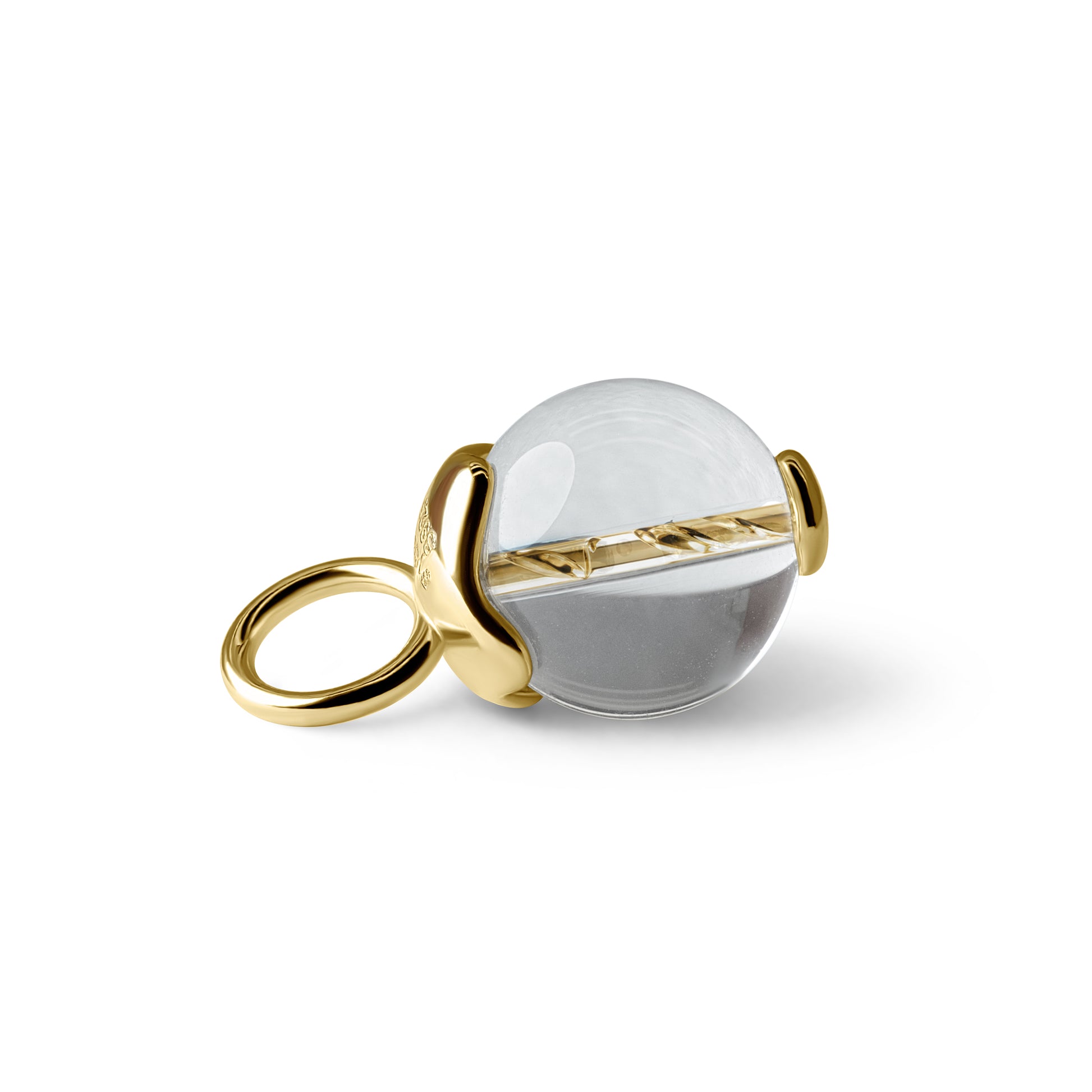Single Signature Clear Quartz Charm | 14K Gold Vermeil over Sterling Silver