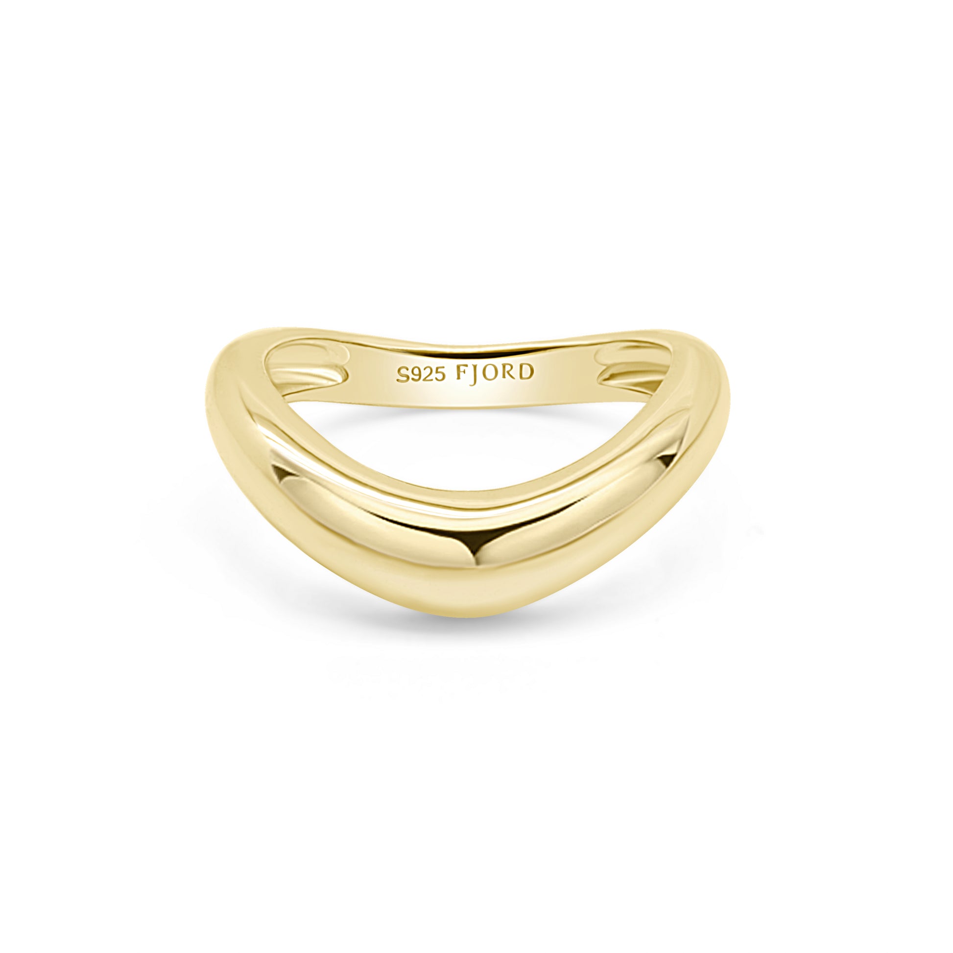Solid Silver ring 14K plating with a unique design on a white background