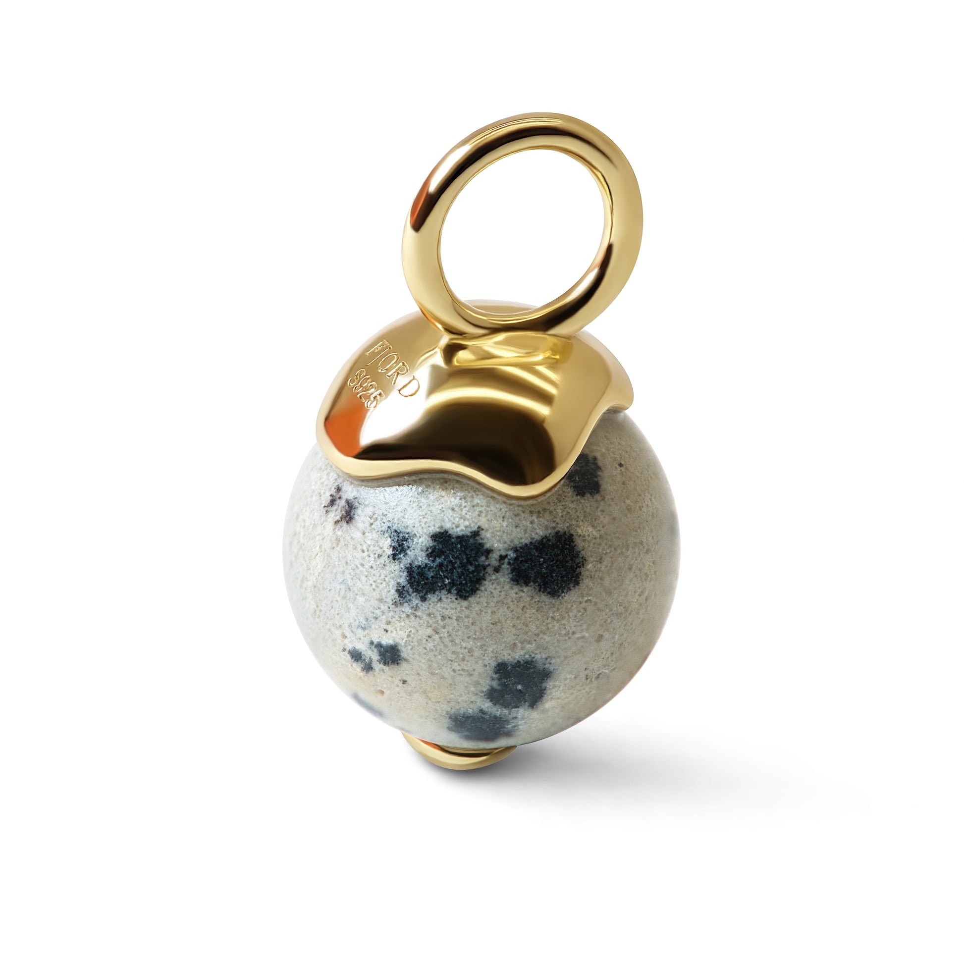 Single Signature Dalmatian Stone Charm | 14K Gold Vermeil over Sterling Silver