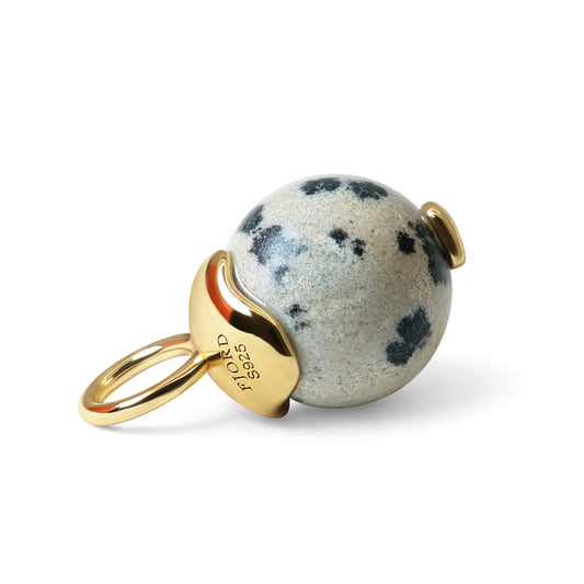 Single Signature Dalmatian Stone Charm | 14K Gold Vermeil over Sterling Silver