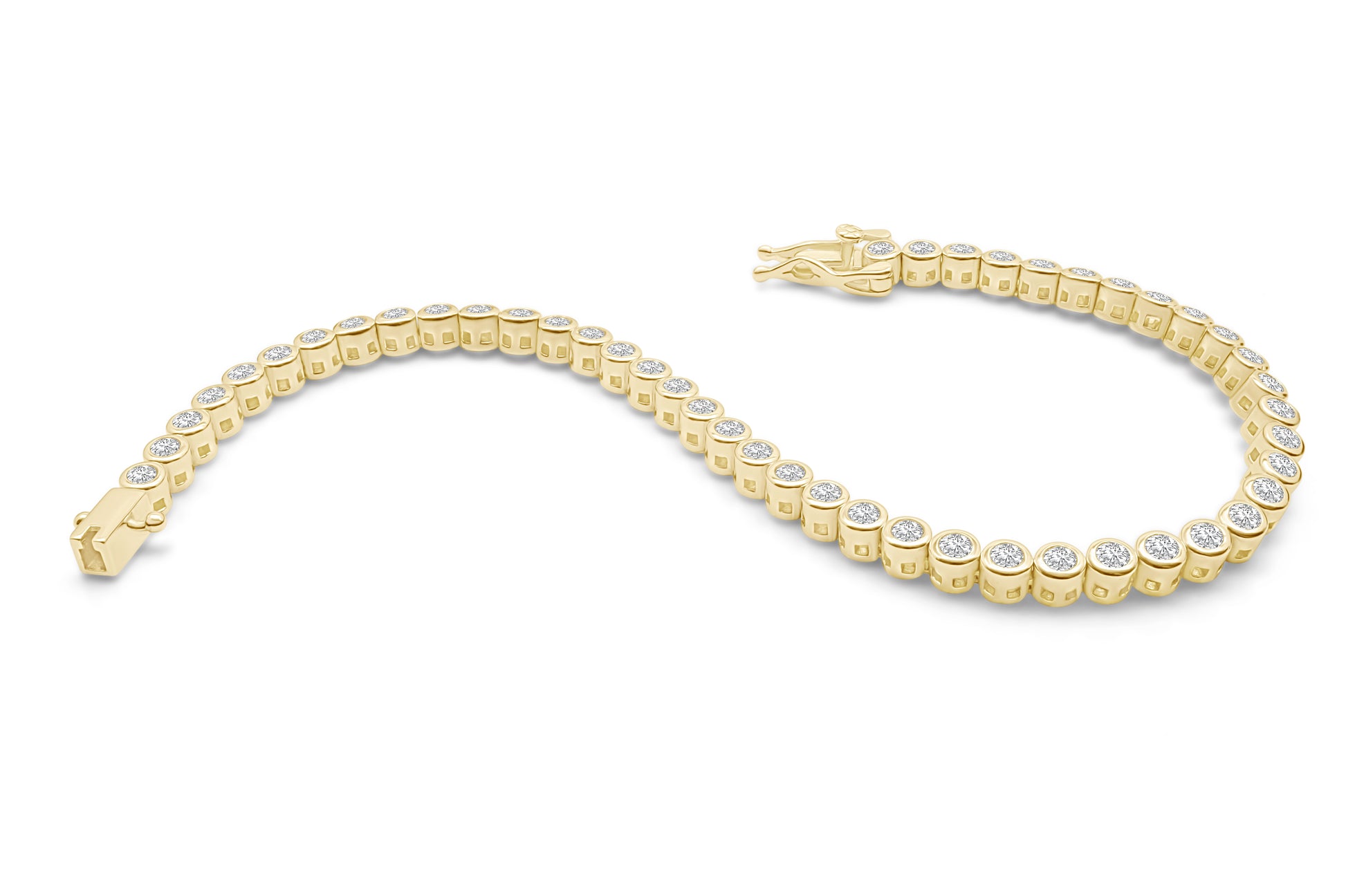 Tennis bracelet with sparkling cubic zirconia, sterling silver base, 14k gold vermeil finish