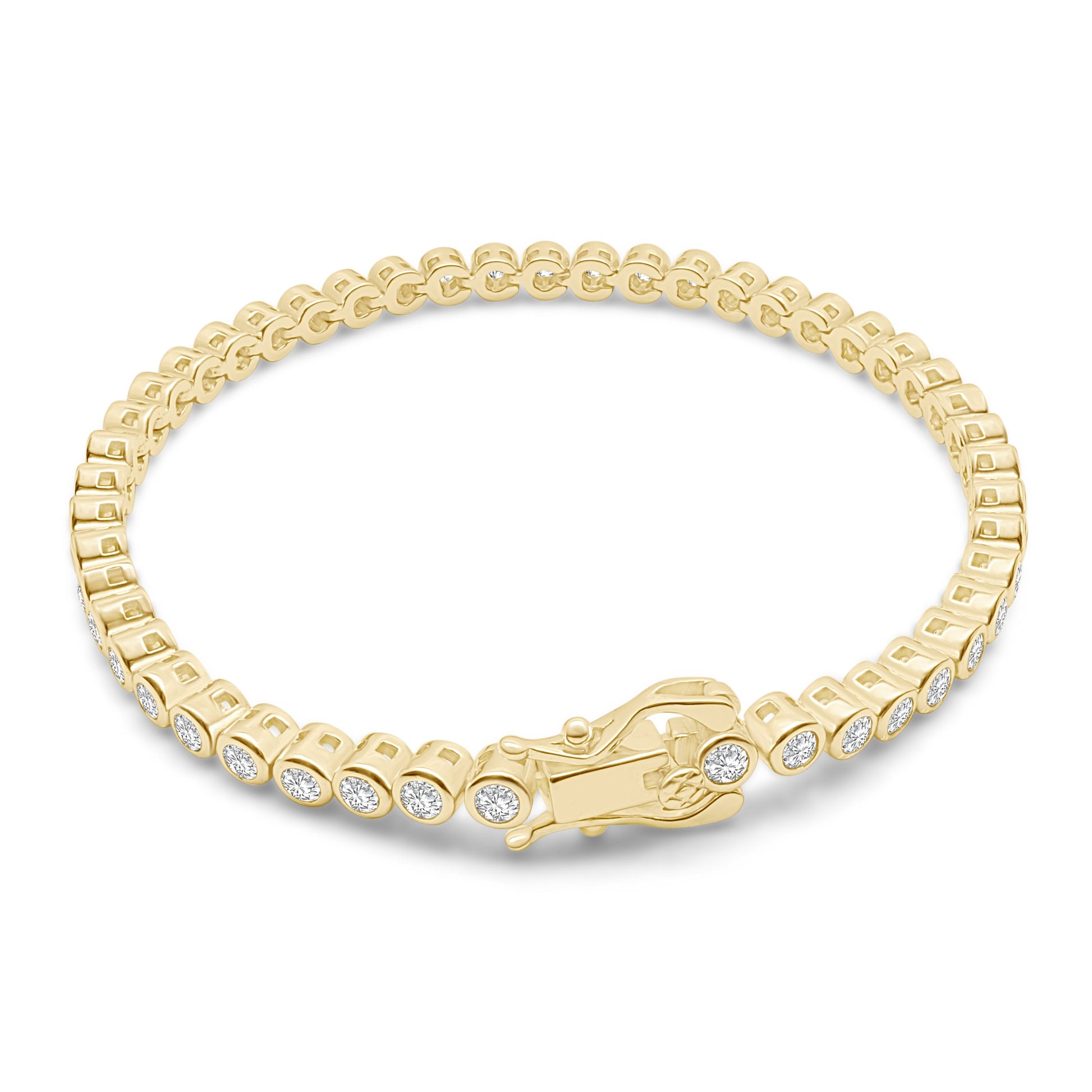 Tennis bracelet with sparkling cubic zirconia, sterling silver base, 14k gold vermeil finish