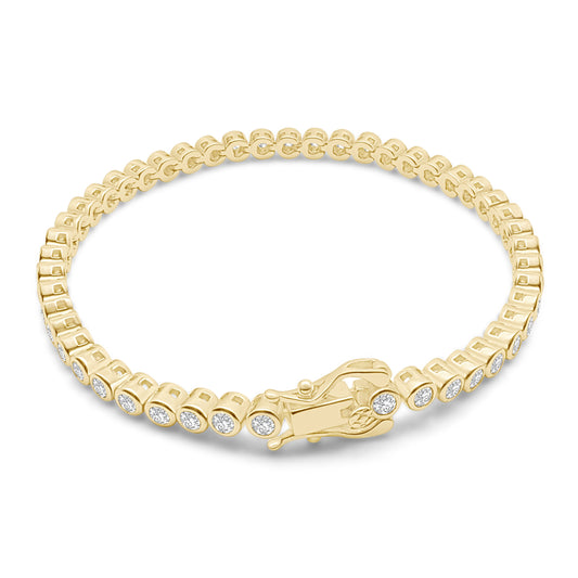 Tennis bracelet with sparkling cubic zirconia, sterling silver base, 14k gold vermeil finish