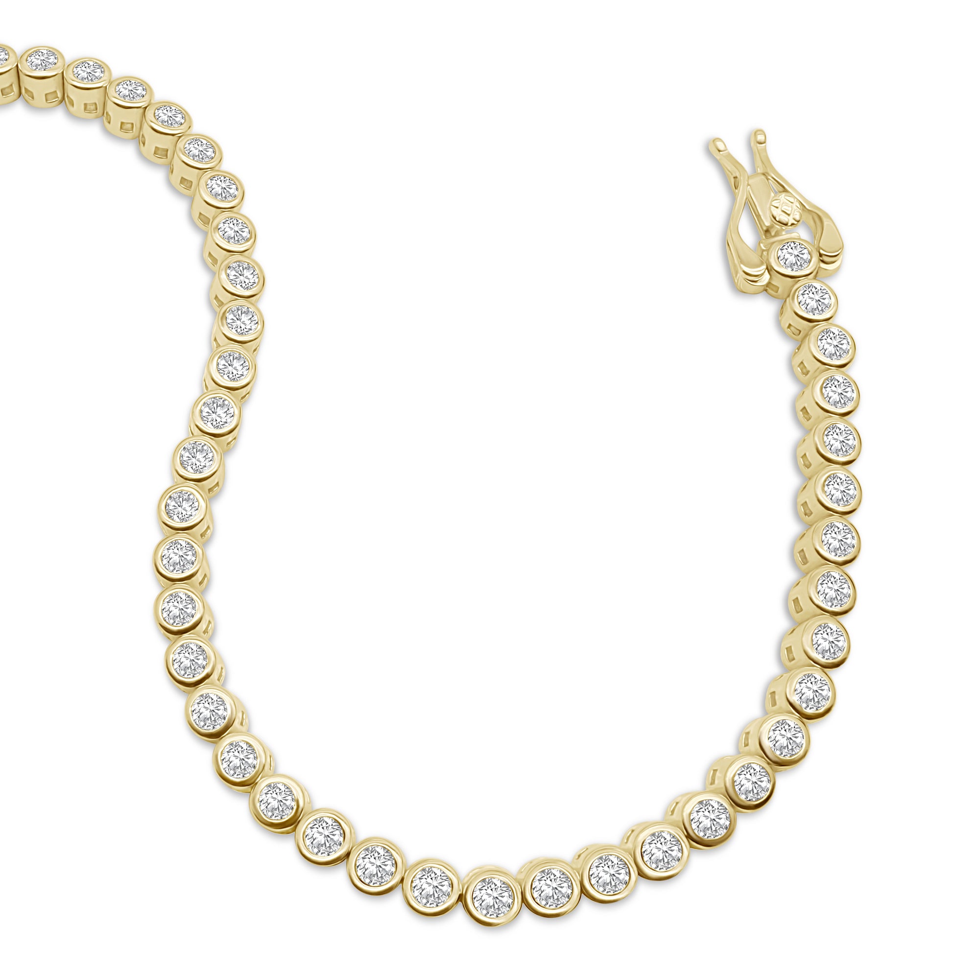 Tennis bracelet with sparkling cubic zirconia, sterling silver base, 14k gold vermeil finish