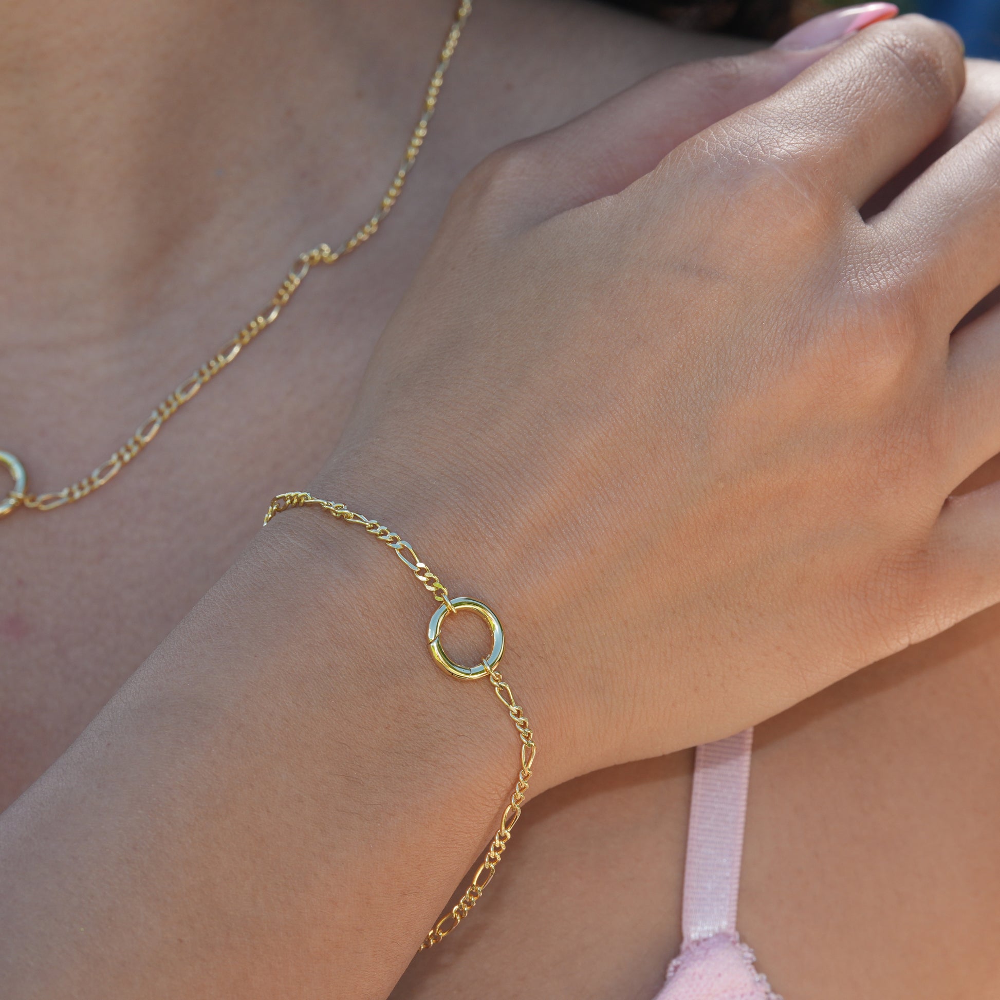 Figaro Chain Bracelet 14K Gold Vermeil over Sterling Silver