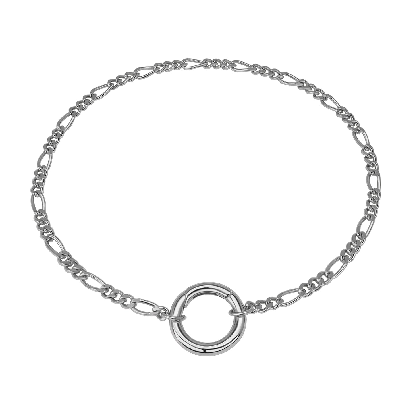 Figaro Chain Bracelet Rhodium-Plated Sterling Silver