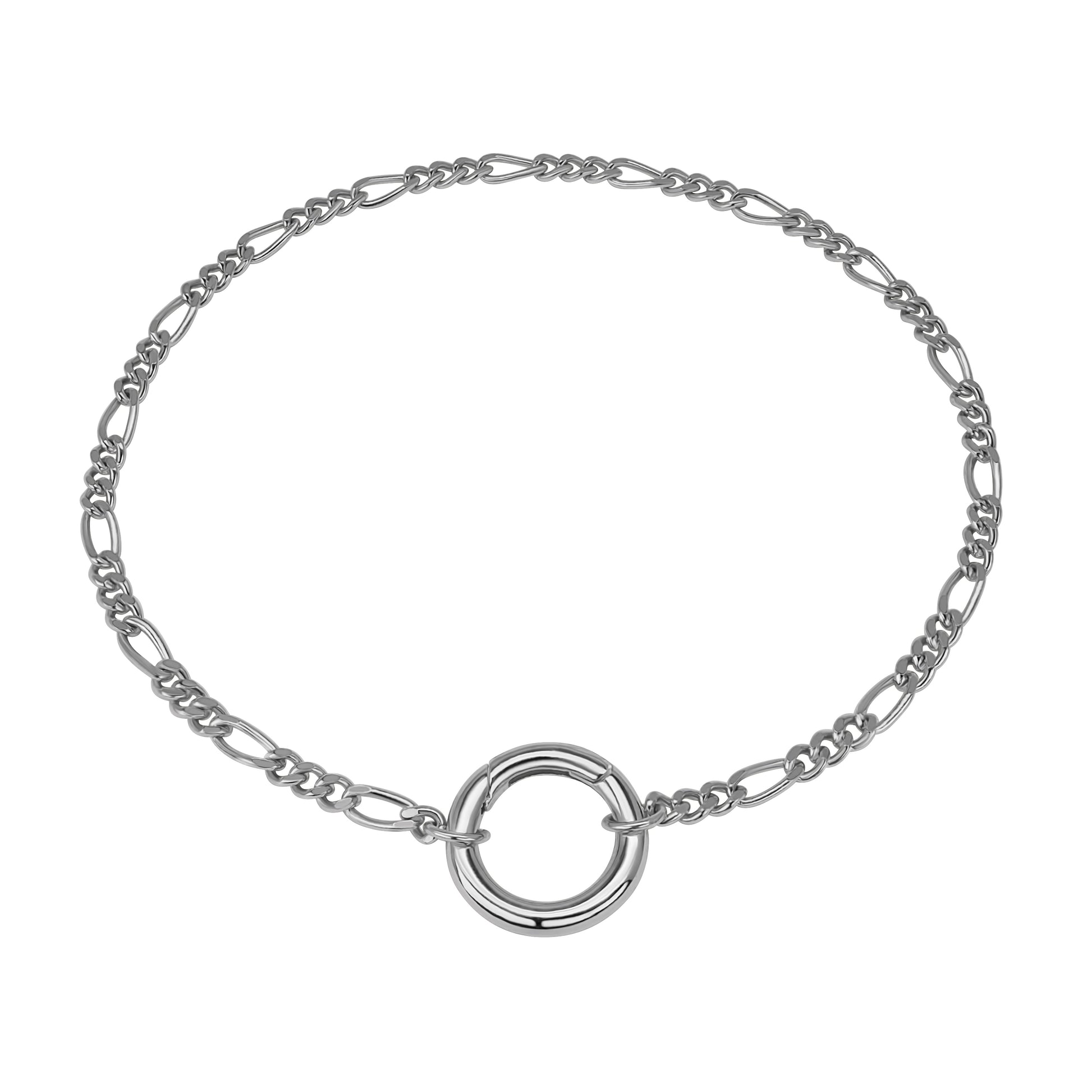 Figaro Chain Bracelet Rhodium-Plated Sterling Silver