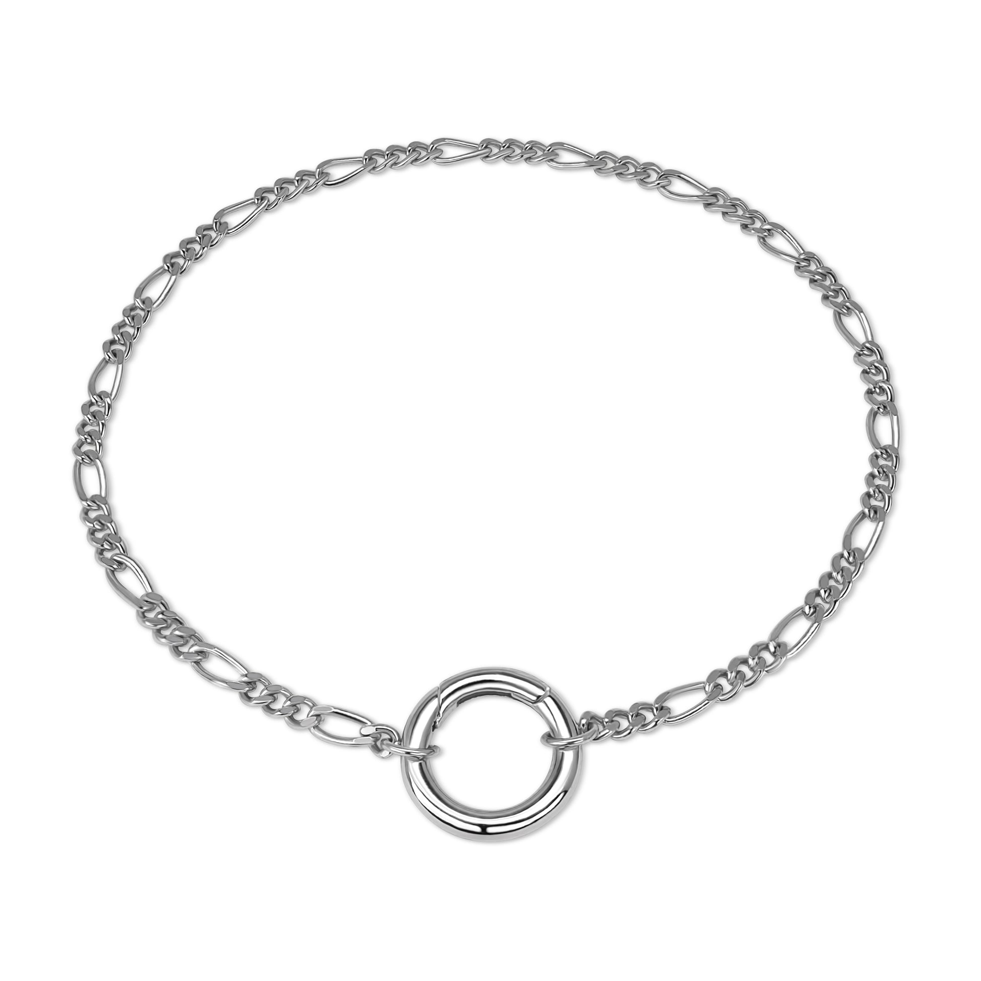 Figaro Chain Bracelet Rhodium-Plated Sterling Silver
