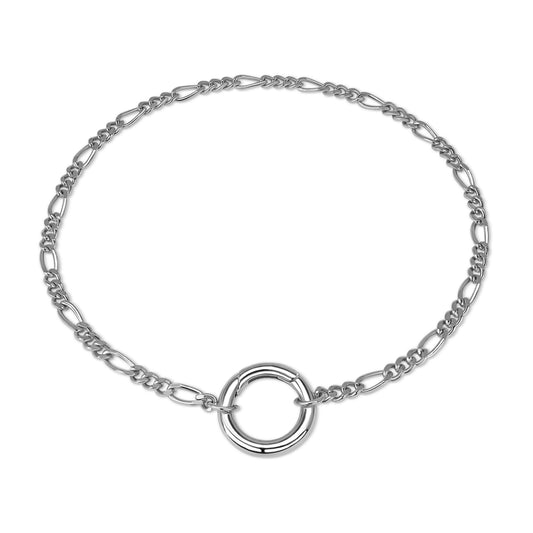 Figaro Chain Bracelet Rhodium-Plated Sterling Silver