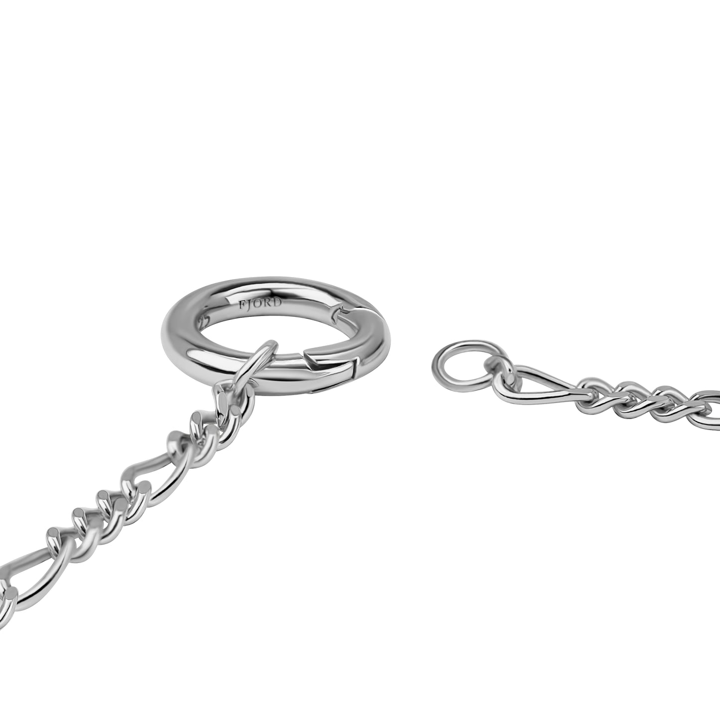 Figaro Chain Clasp Details - Rhodium-Plated Sterling Silver