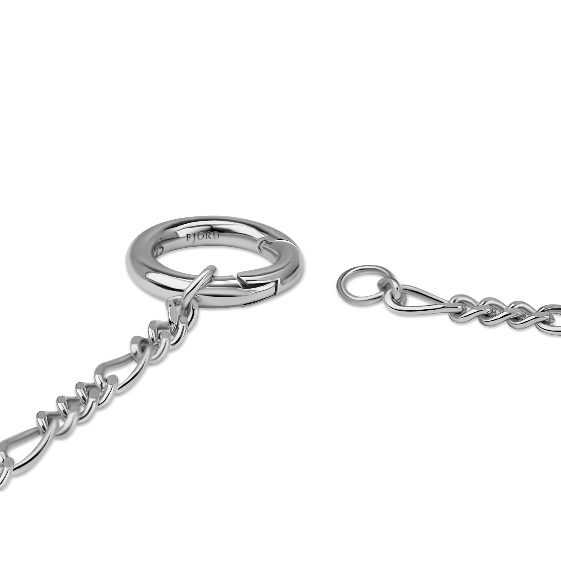 Figaro Chain Clasp Details - Rhodium-Plated Sterling Silver