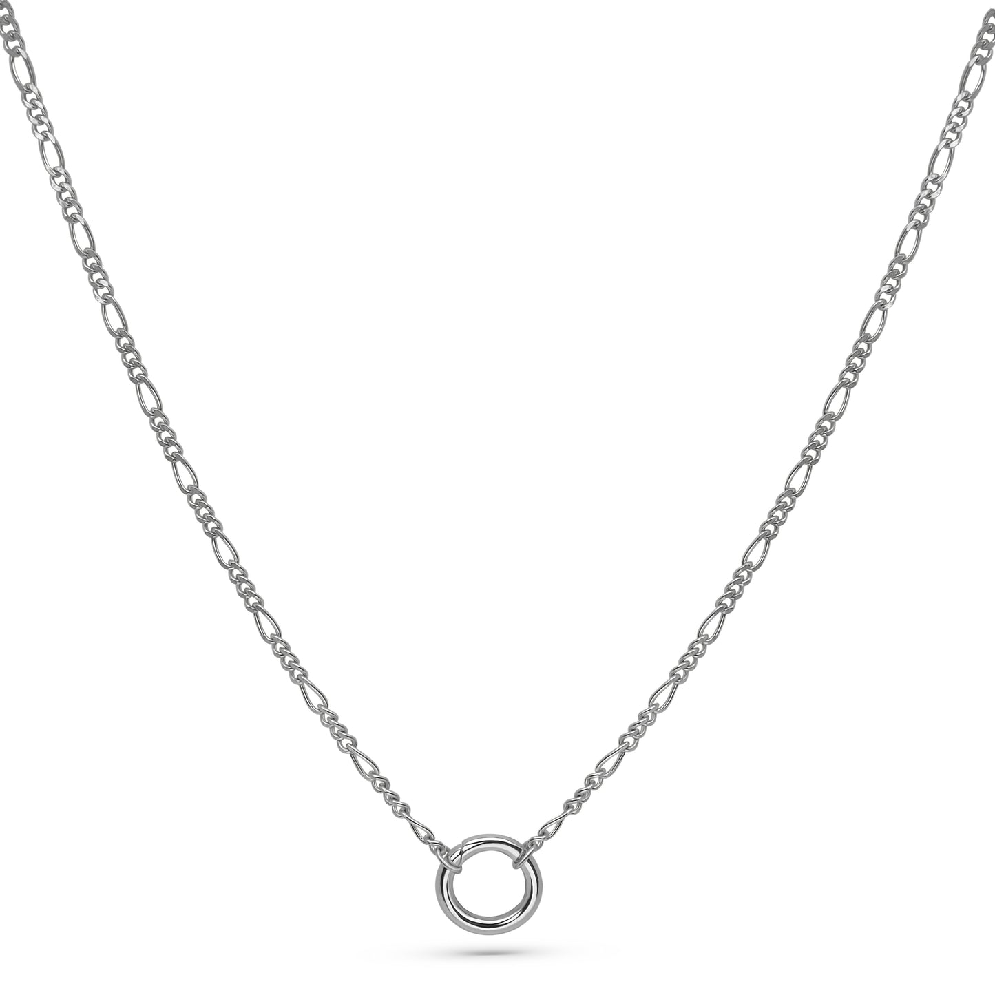 Figaro Chain Necklace Rhodium-Plated Sterling Silver