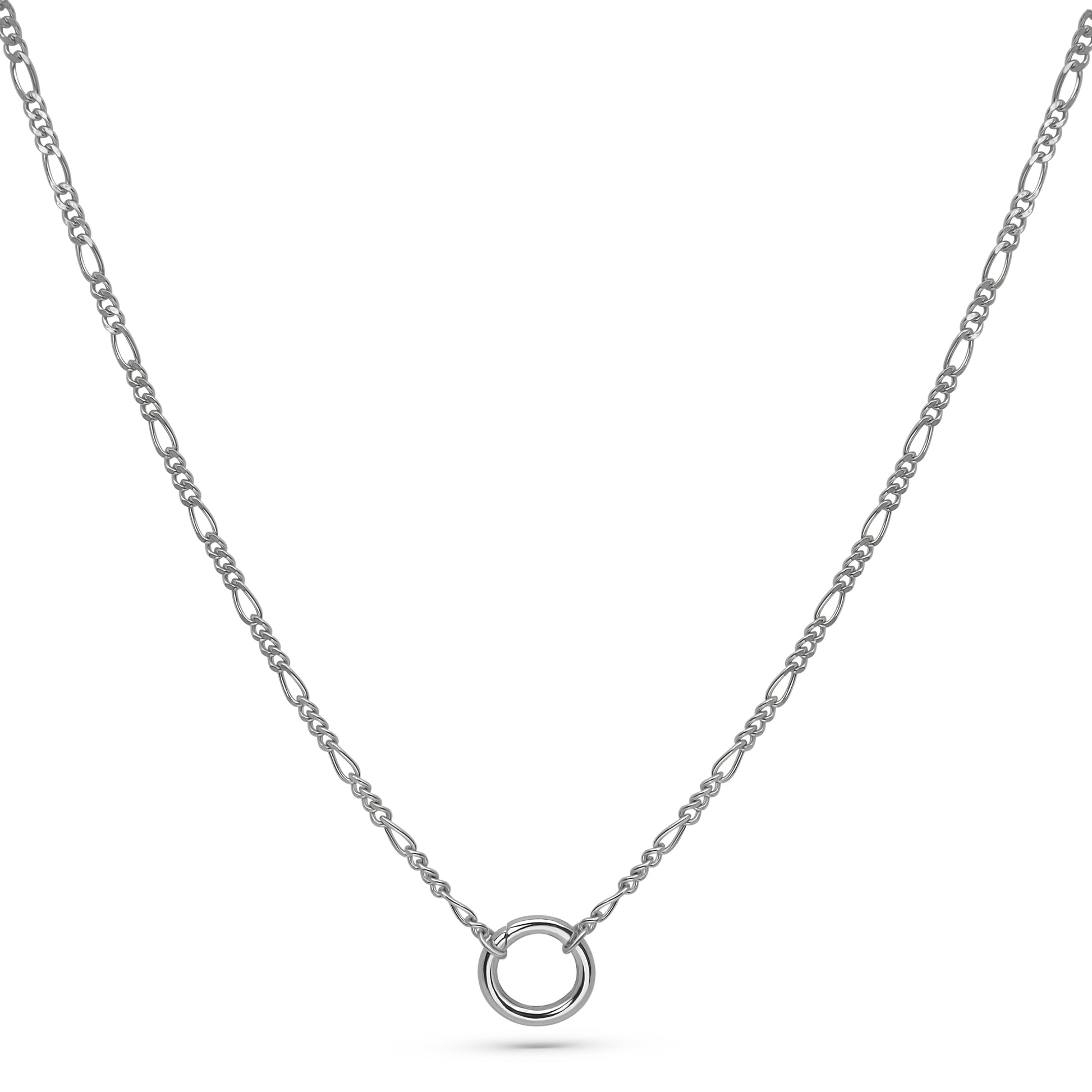 Figaro Chain Necklace Rhodium-Plated Sterling Silver
