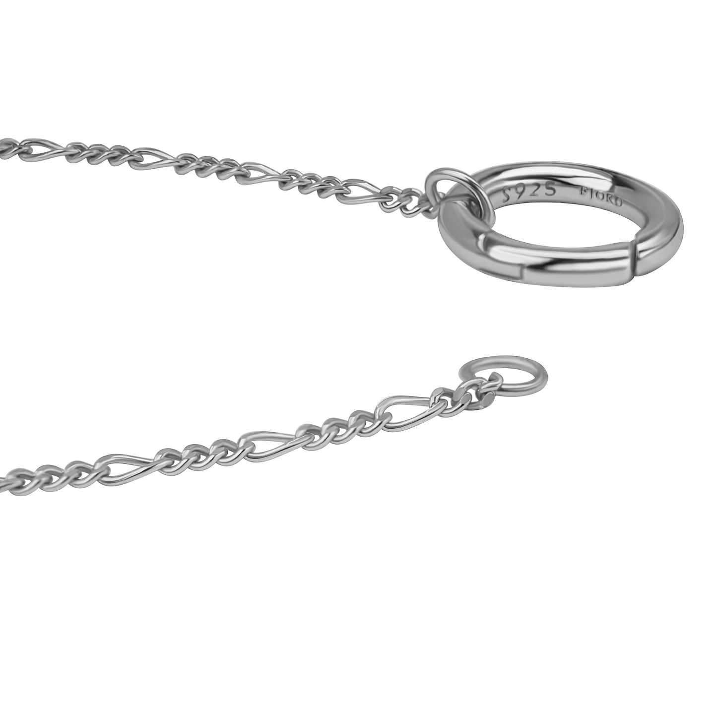Fine Figaro Chain Clasp Details - Rhodium-Plated Sterling Silver
