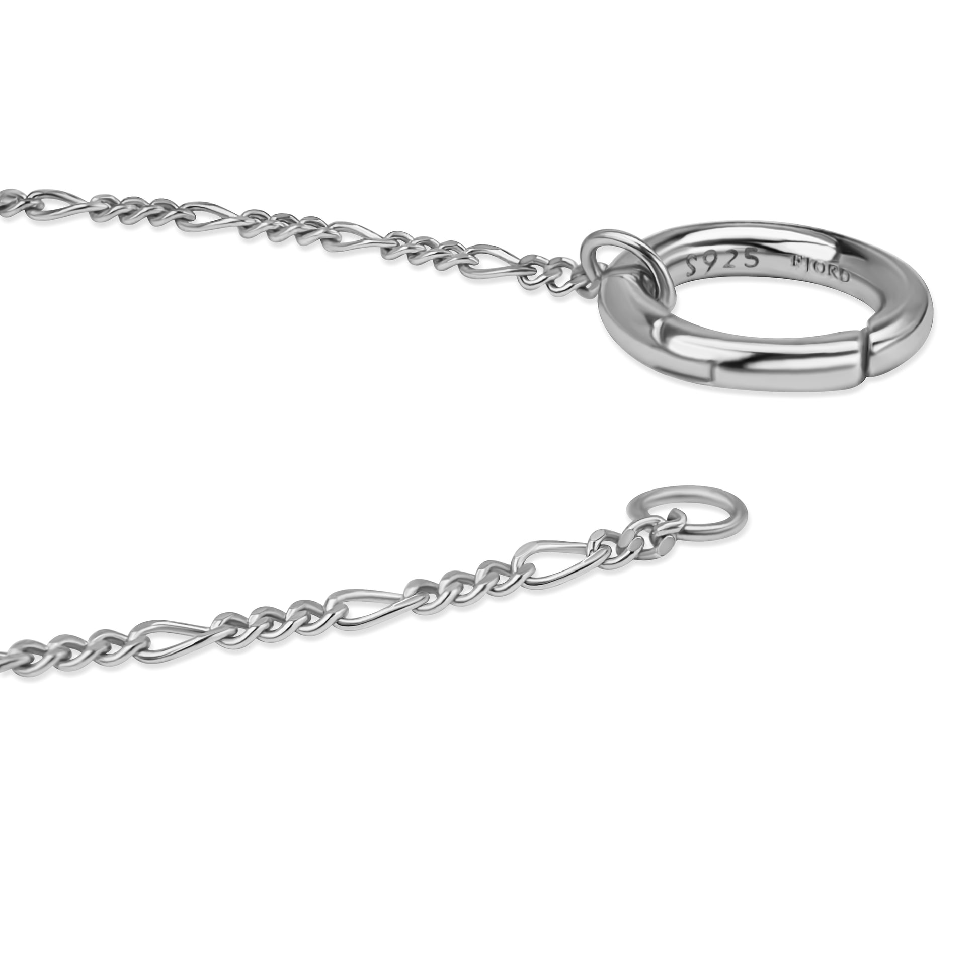 Fine Figaro Chain Clasp Details - Rhodium-Plated Sterling Silver