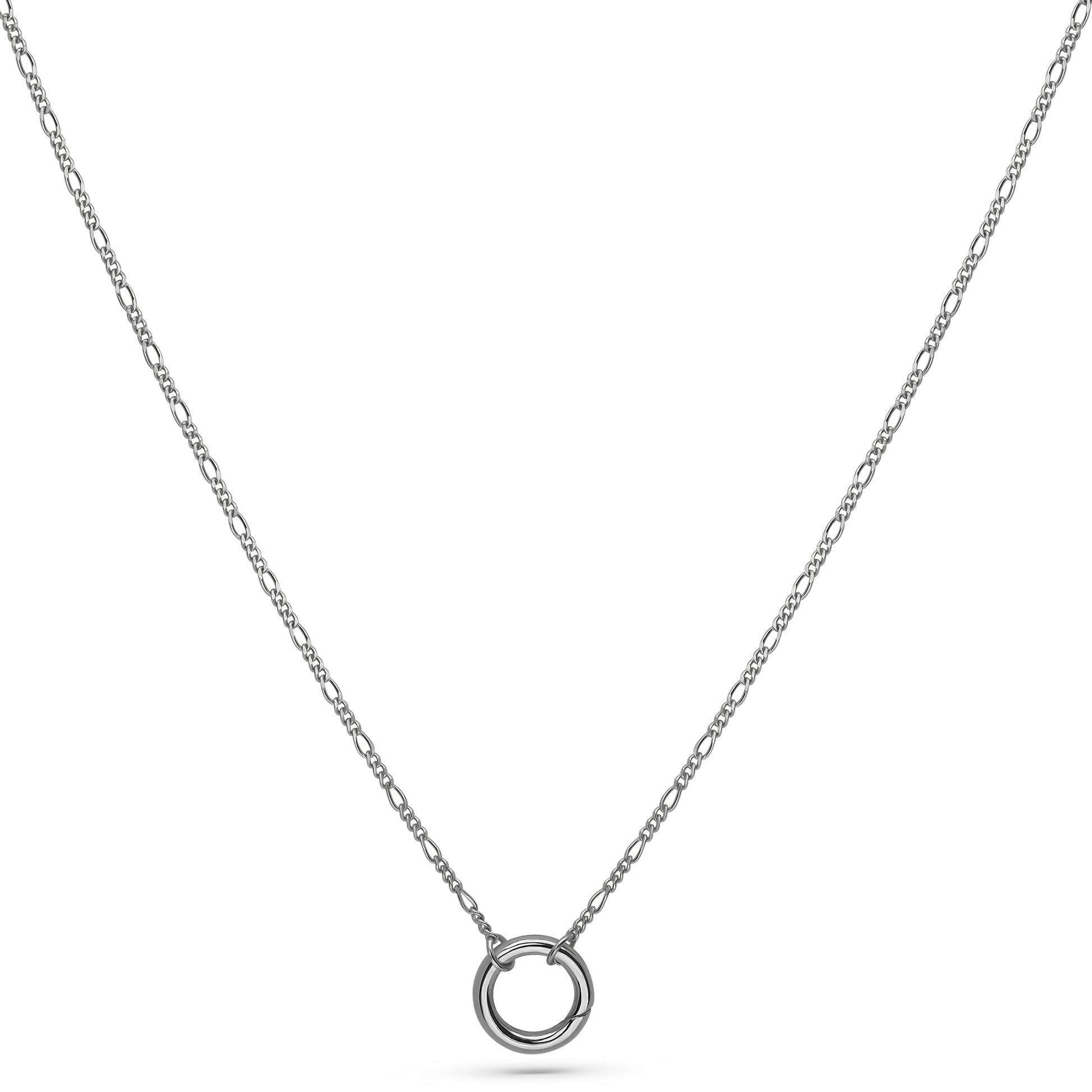 Fine Figaro Chain Necklace Rhodium-Plated Sterling Silver