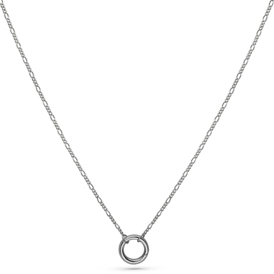 Fine Figaro Chain Necklace Rhodium-Plated Sterling Silver