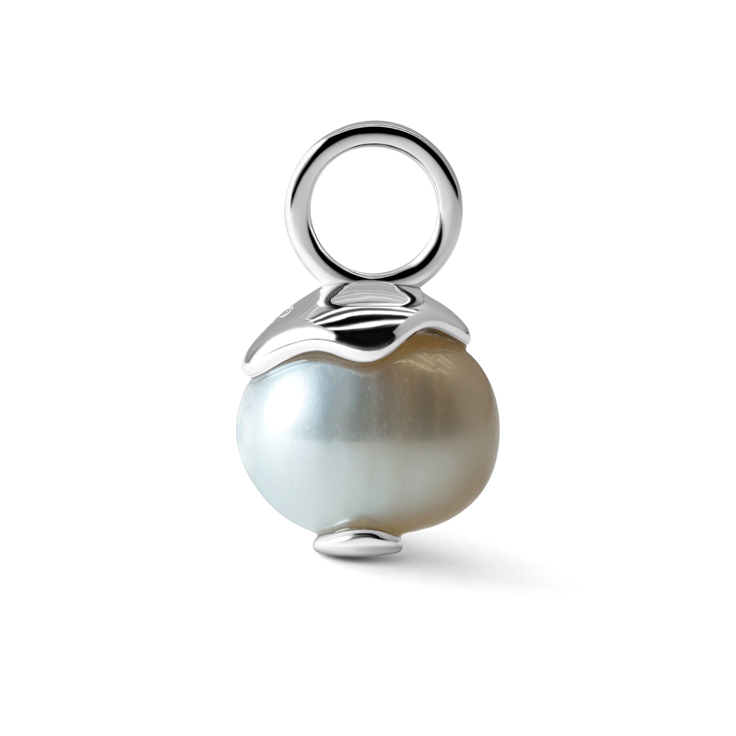 Single Signature Freshwater Potato Pearl Charm | Rhodium-Plated Sterling Silver